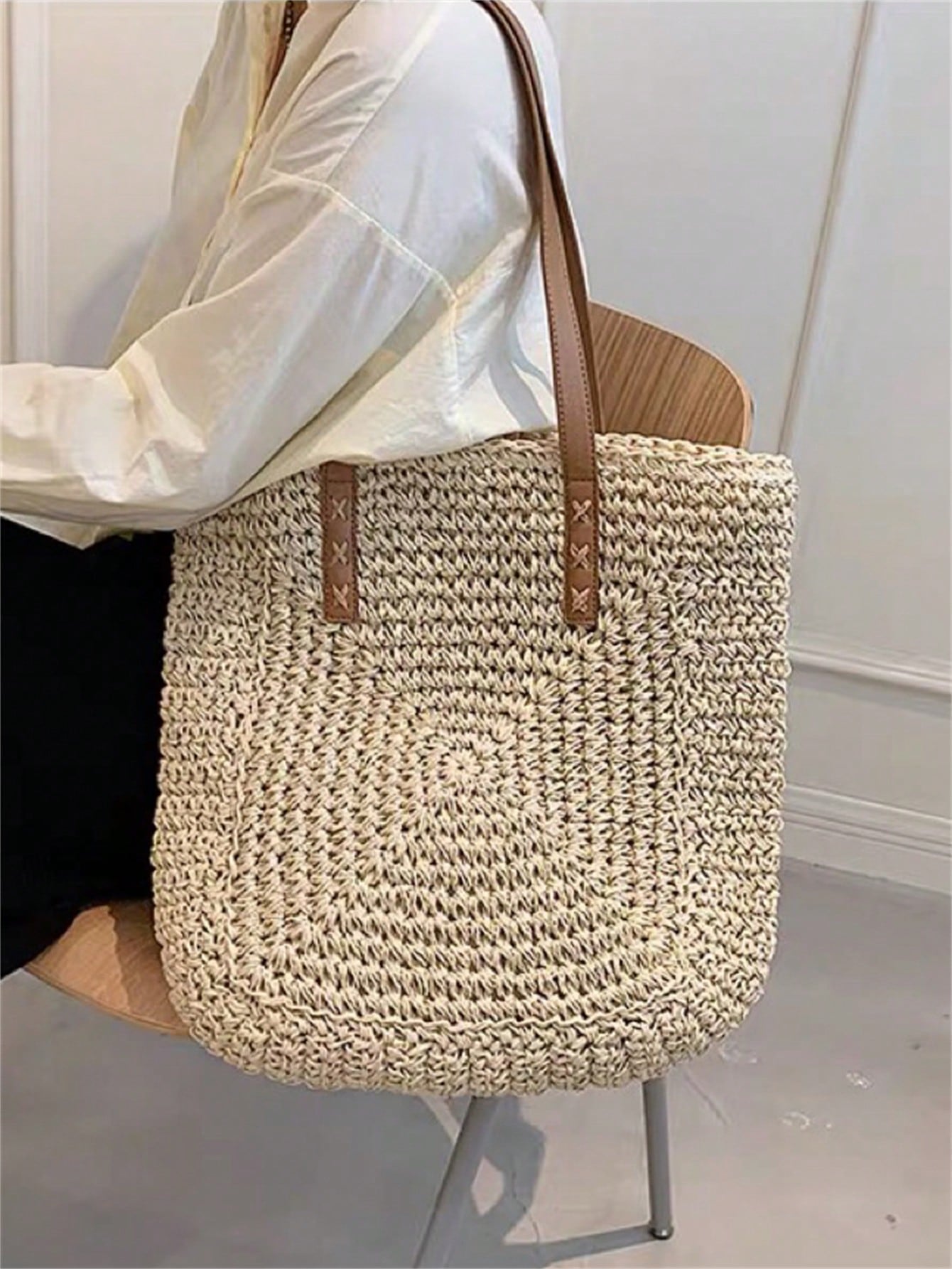 Bolsa Feminina Tote Palha de Praia